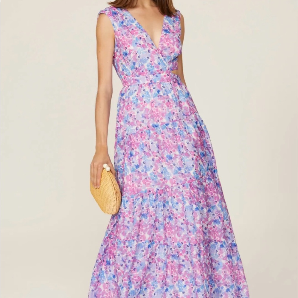 NICHOLAS Floral Criss Cross Neckline Maxi Dress with Side Cut Out from RTR